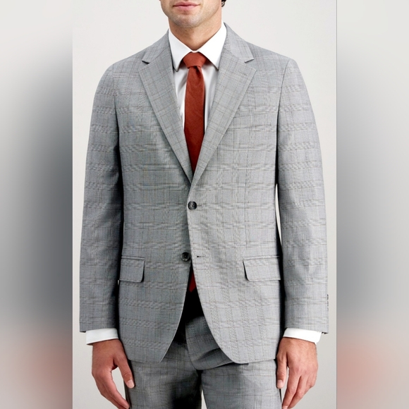 Trussini Other - Trussini Luxe 100% Wool Men's Sport Coat/Blazer Light Gray Plaid EU52/US L
